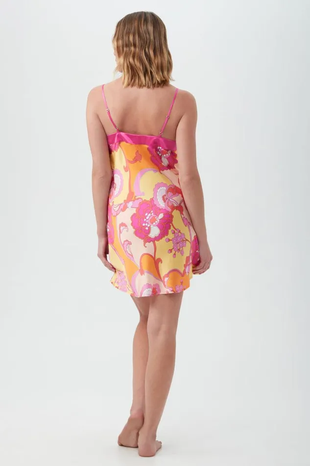 SHOP Trina Turk WOMEN039S SLEEPWEAR APACHE BLOOM WOMEN039S SHORT SILK CHEMISE NIGHTGOWN