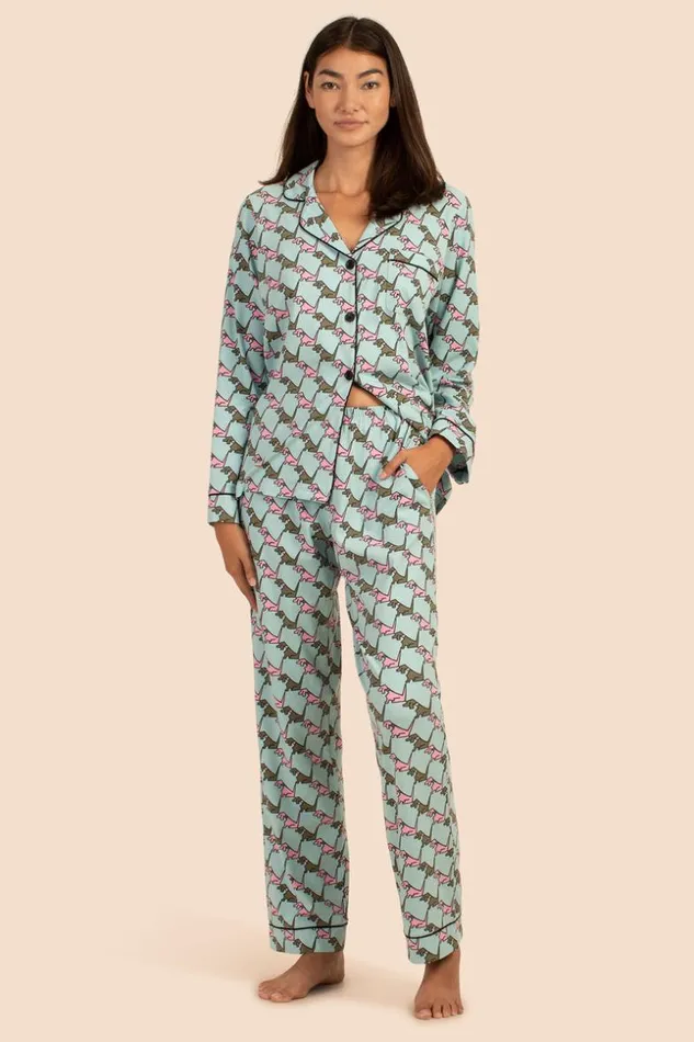 SHOP Trina Turk WOMEN039S SLEEPWEAR HOUNDS WOMEN039S LONG SLEEVE LONG PANT JERSEY PJ SET