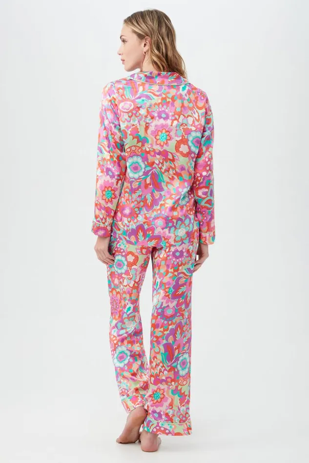 SHOP Trina Turk WOMEN039S SLEEPWEAR SUMMER FLORAL WOMEN039S LONG SLEEVE LONG PANT SILK PJ SET