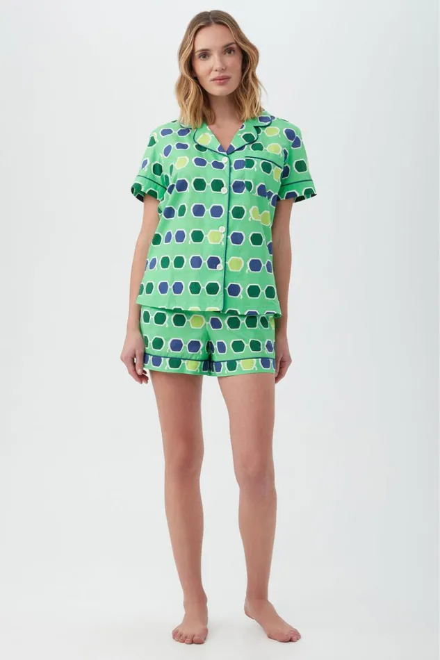 SHOP Trina Turk WOMEN039S SLEEPWEAR SUNGLASSES WOMEN039S SHORT SLEEVE SHORTY POPLIN PJ SET