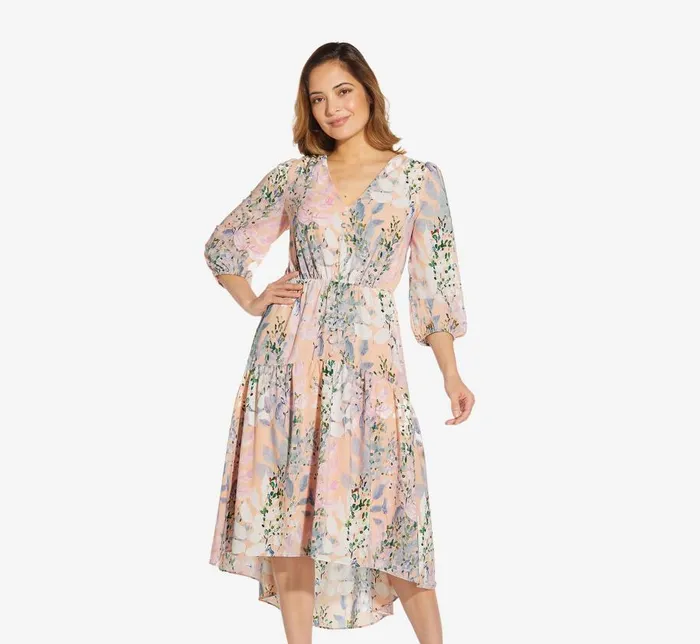 Short Dresses Womens Adrianna Papell FloralPrint Chiffon Short Dress In Blush Multi Short Dresses Womens Adrianna Papell FloralPrint Chiffon Short Dress In Blush Multi