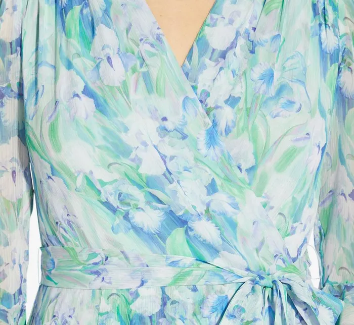 Short Dresses Womens Adrianna Papell FloralPrinted Chiffon Short Dress In Blue Multi