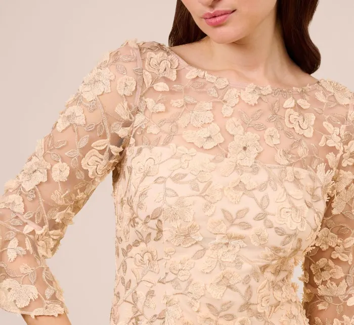 Short Dresses Womens Adrianna Papell Metallic Embroidered Sheath Dress In Blush