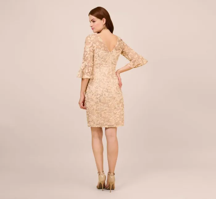 Short Dresses Womens Adrianna Papell Metallic Embroidered Sheath Dress In Blush
