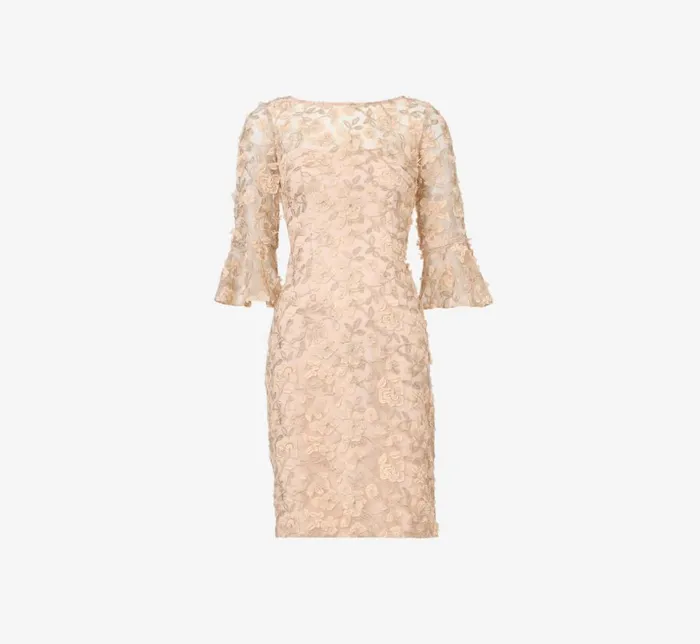 Short Dresses Womens Adrianna Papell Metallic Embroidered Sheath Dress In Blush