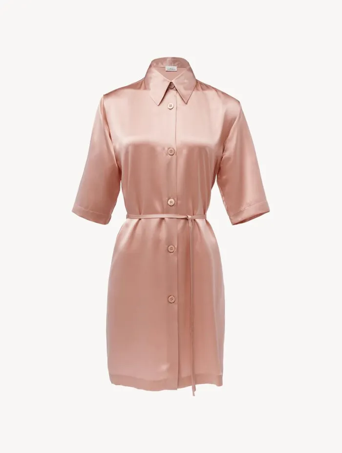 Silk Long Shirt In Powder Pink Sleepwear La Perla Silk Sleepwear