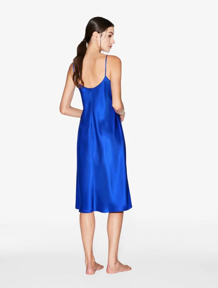 Silk Midi Nightgown In Electric Blue Sleepwear La Perla Slips and Dresses