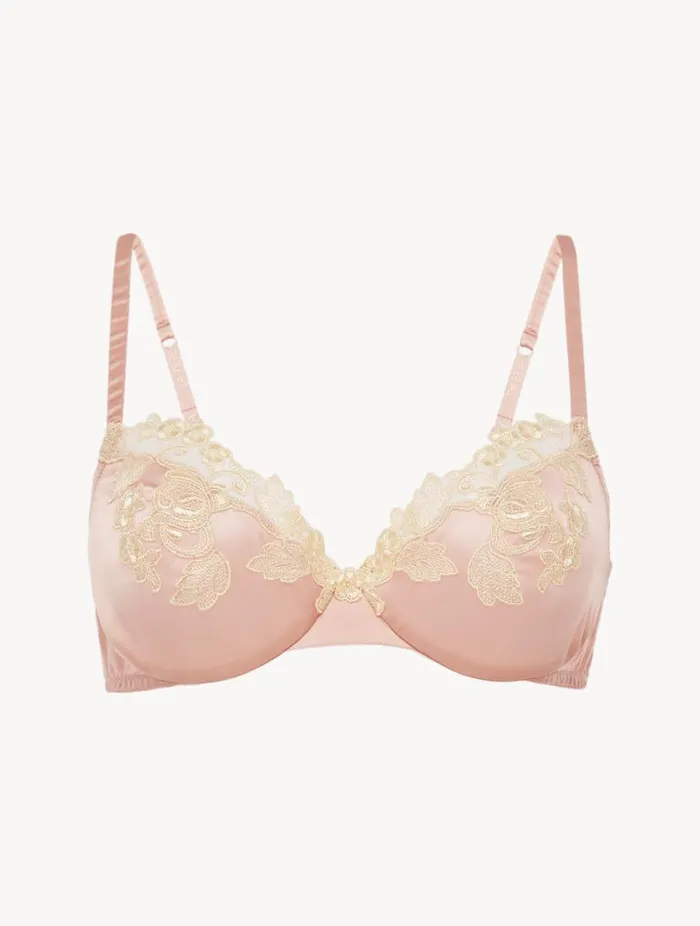 Silk Underwired Bra In Powder Pink With Ivory Frastaglio Lingerie La Perla Underwired