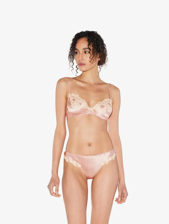 Silk Underwired Bra In Powder Pink With Ivory Frastaglio Lingerie La Perla Underwired