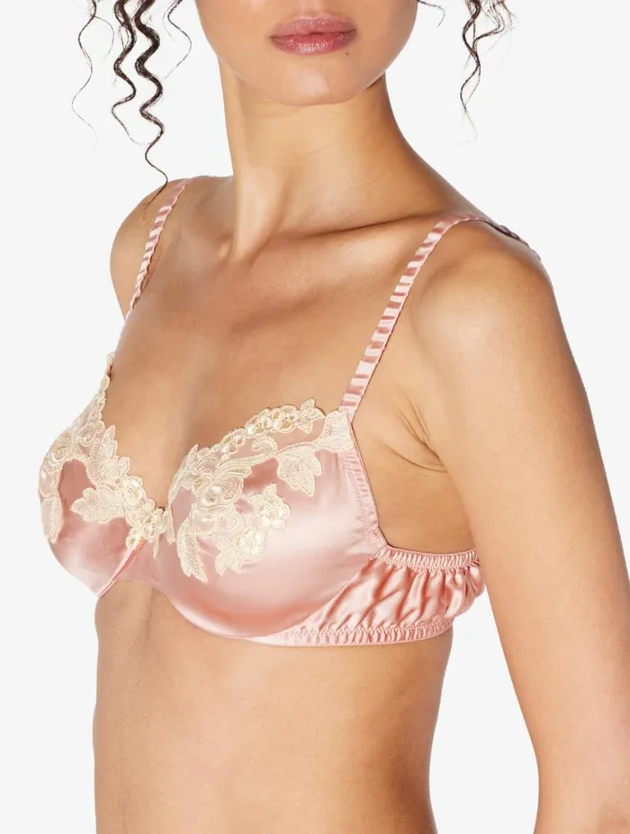 Silk Underwired Bra In Powder Pink With Ivory Frastaglio Lingerie La Perla Underwired
