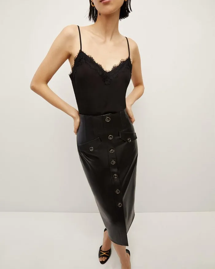 Skirts and Shorts Shop Veronica Beard Barrie Vegan Leather Skirt Black