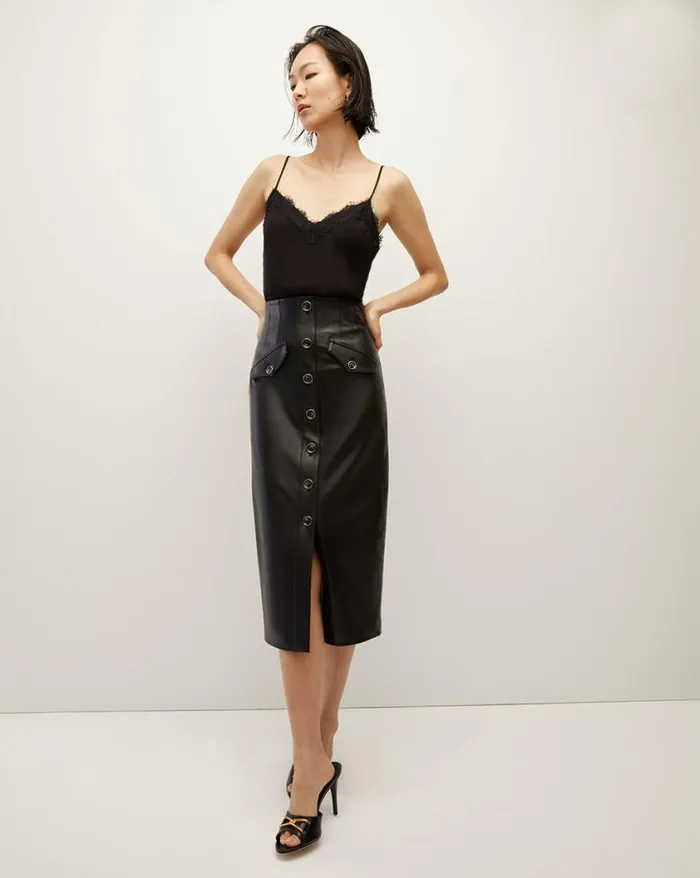 Skirts and Shorts Shop Veronica Beard Barrie Vegan Leather Skirt Black
