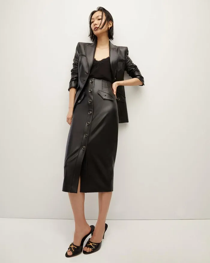 Skirts and Shorts Shop Veronica Beard Barrie Vegan Leather Skirt Black