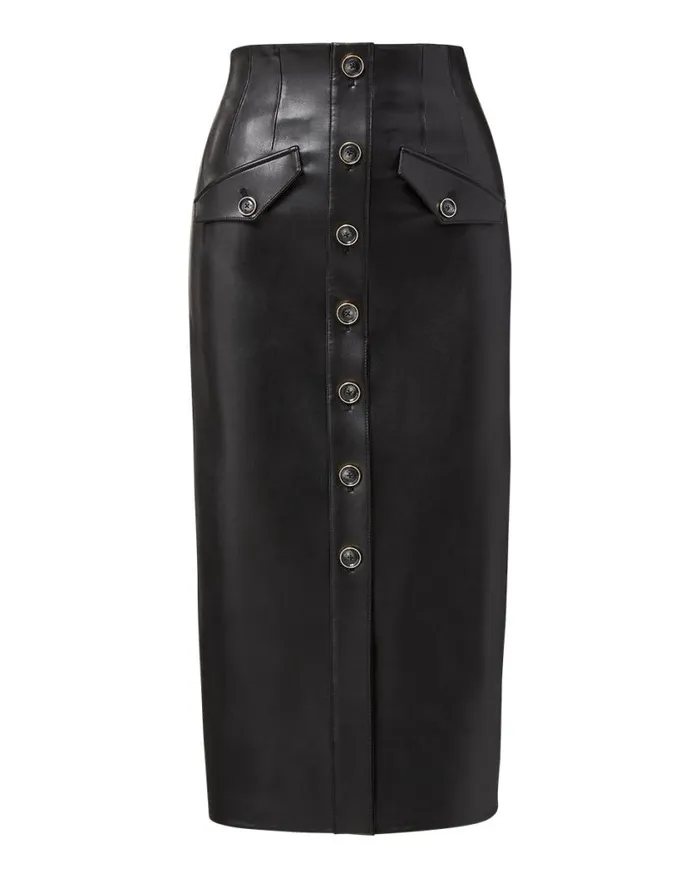 Skirts and Shorts Shop Veronica Beard Barrie Vegan Leather Skirt Black