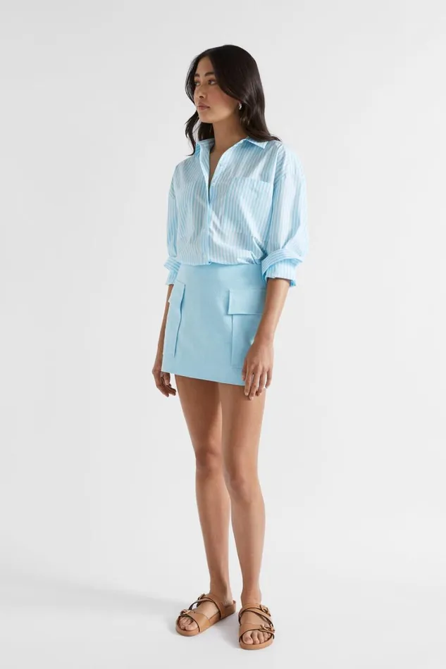 Skirts Woman Seed Heritage Cargo Mini Skirt Shimmer Blue