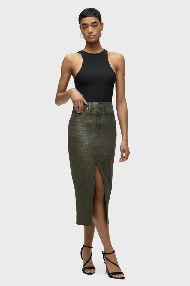Skirts Women Hudson Jeans Reconstructed Skirt Cypress Glitter