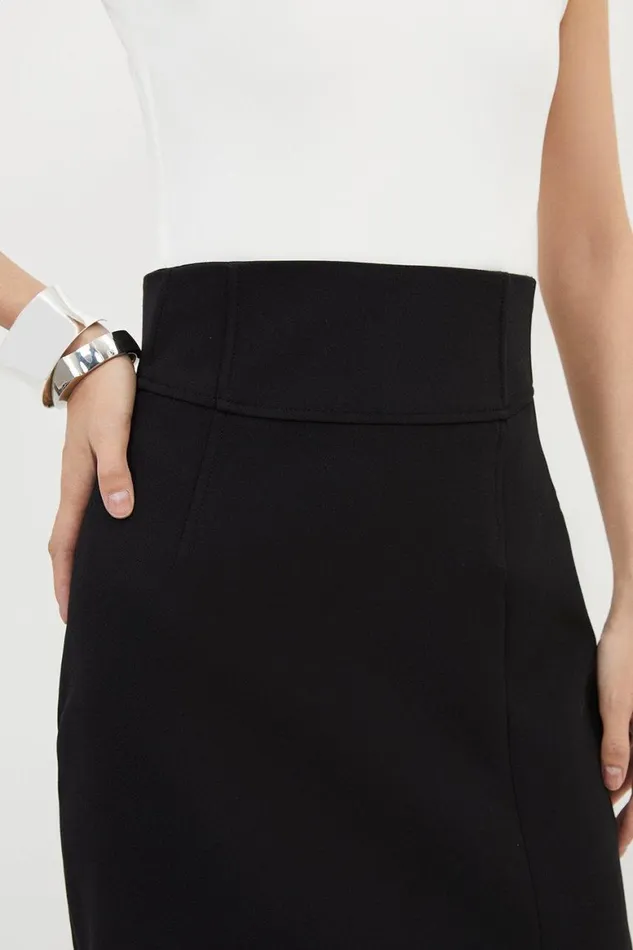 Skirts Women Karen Millen Compact Stretch Side Split Tailored Midi Pencil Skirt Black