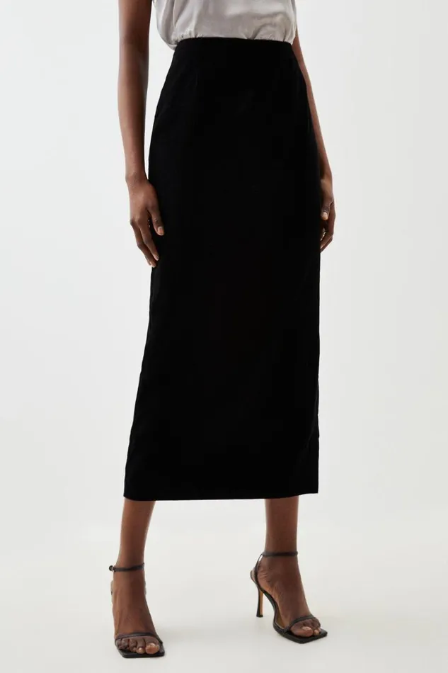 Skirts Women Karen Millen Tailored Slinky Velvet Midi Skirt Black