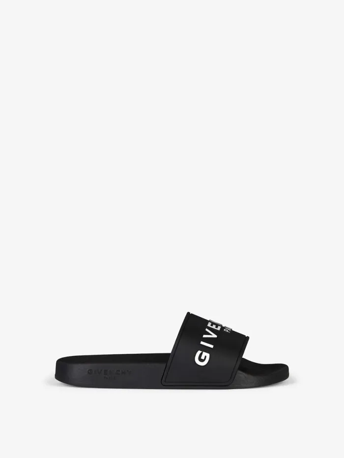 Slide Flat Sandals In Rubber Black Women Givenchy Slides and Sandals