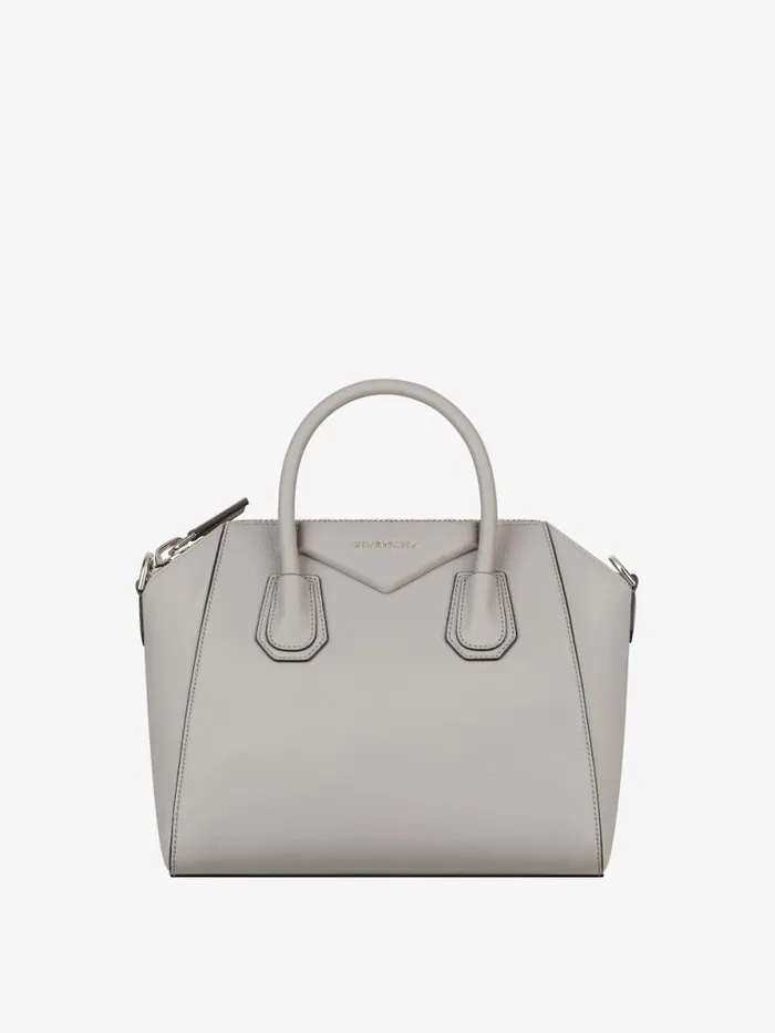 Small Antigona Bag In Grained Leather Pearl Grey Women Givenchy Antigona