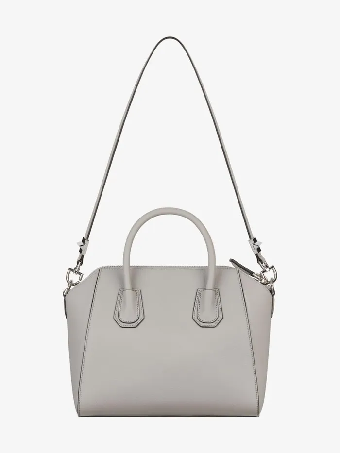 Small Antigona Bag In Grained Leather Pearl Grey Women Givenchy Antigona
