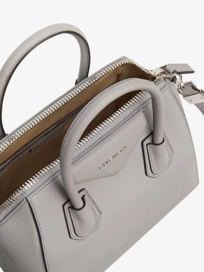 Small Antigona Bag In Grained Leather Pearl Grey Women Givenchy Antigona