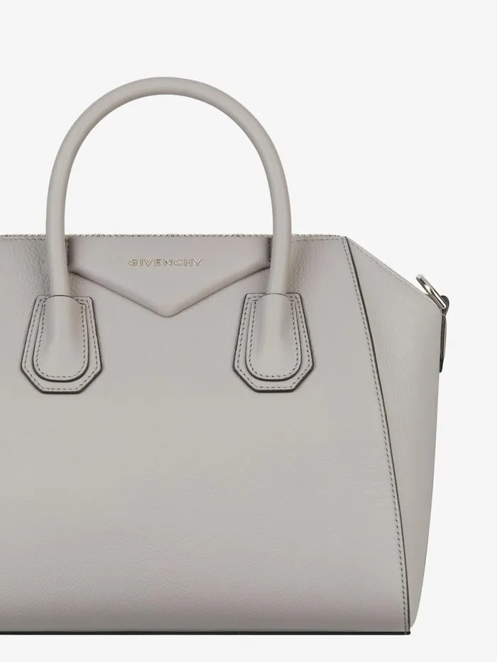 Small Antigona Bag In Grained Leather Pearl Grey Women Givenchy Antigona