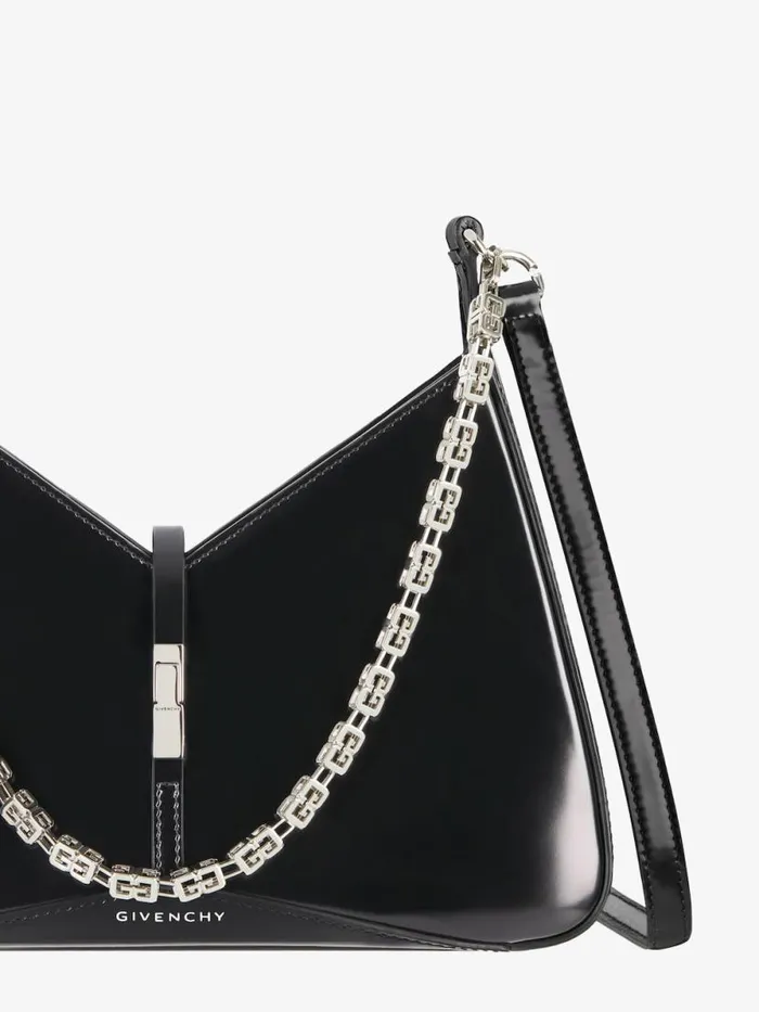 Small Cut Out Bag In Shiny Leather With Chain Black Women Givenchy Shoulder Bags