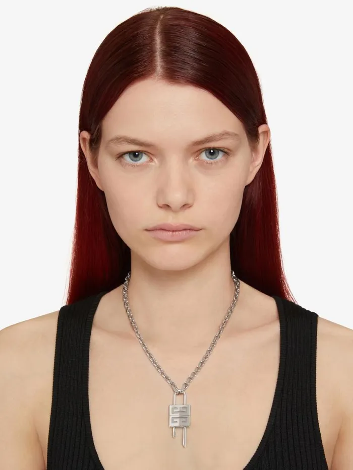 Small Lock Necklace In Metal Silvery WomenMen Givenchy Jewelry