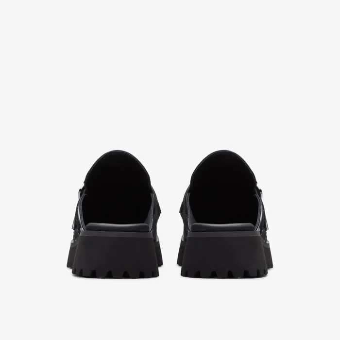 Stayso Free Black Leather Women Clarks Clogs and Mules