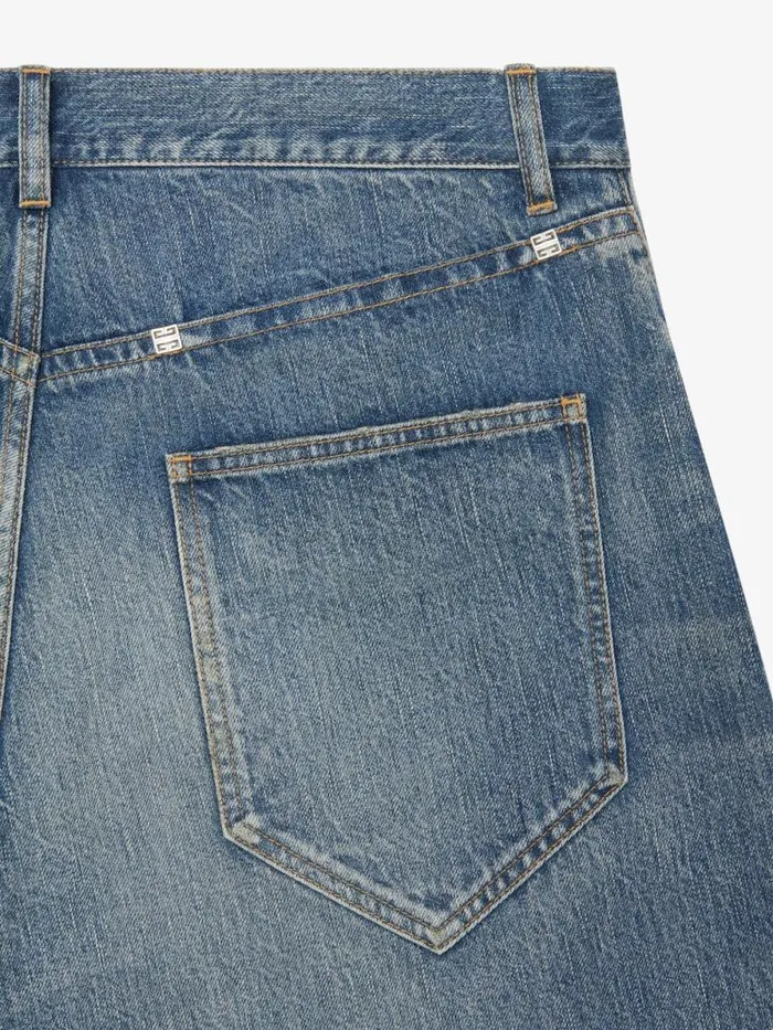 Straight Fit Jeans In Washed Denim Medium Blue Men Givenchy Pants and Shorts