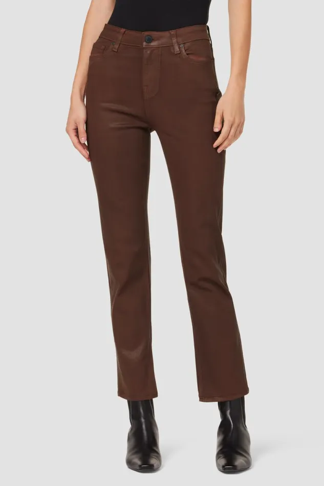 Straight Women Hudson Jeans Nico MidRise Straight Ankle Jean W Slit Hem Coated Tortoise Shell Straight Women Hudson Jeans Nico MidRise Straight Ankle Jean W Slit Hem Coated Tortoise Shell