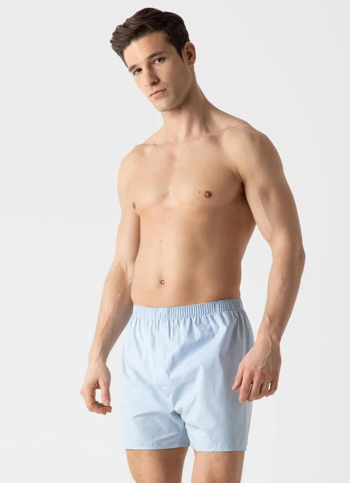 SUNSPEL Boxer Shorts Long Cut Classic Boxer Shorts Plain Blue 8211 Men