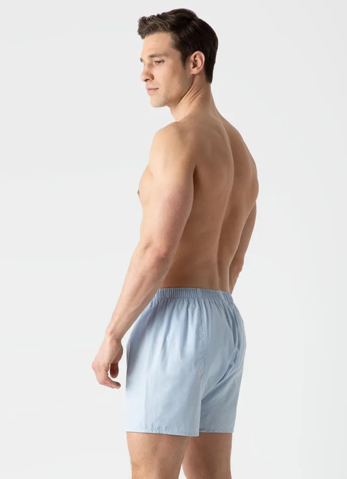 SUNSPEL Boxer Shorts Long Cut Classic Boxer Shorts Plain Blue 8211 Men