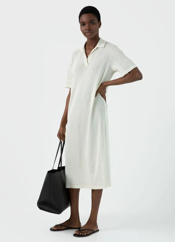 SUNSPEL Dresses and Skirts Lace Mesh Polo Dress Ecru 8211 Women