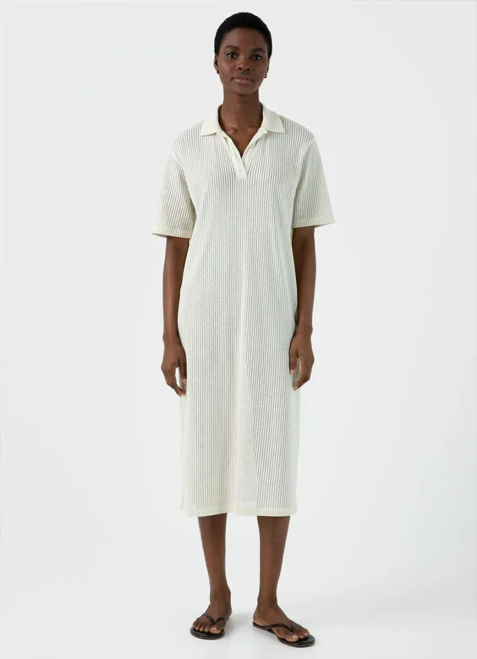 SUNSPEL Dresses and Skirts Lace Mesh Polo Dress Ecru 8211 Women