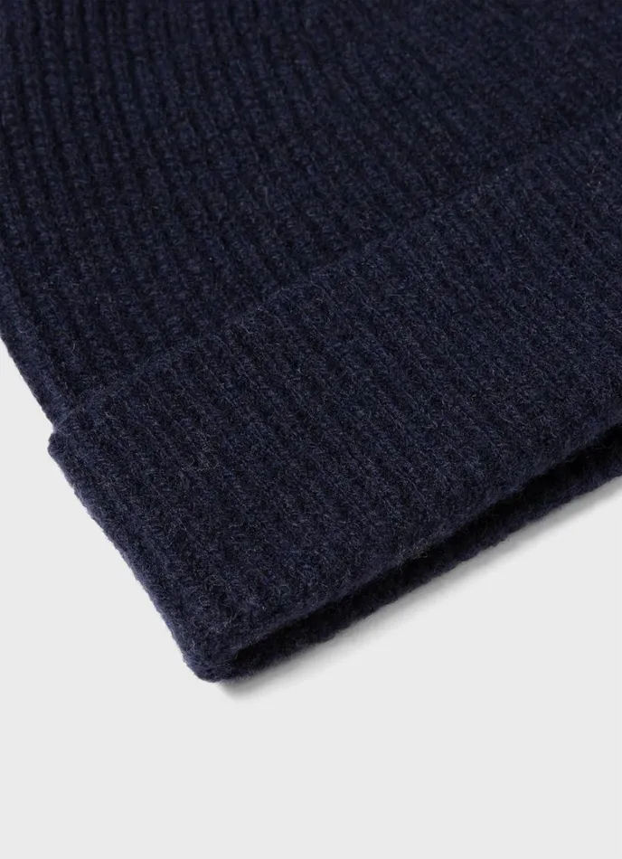 SUNSPEL Hats Scarves Gloves Cashmere Ribbed Hat Navy 8211 MenWomen
