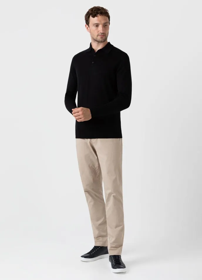 SUNSPEL Knitwear ExtraFine Merino Polo Shirt Black 8211 Men