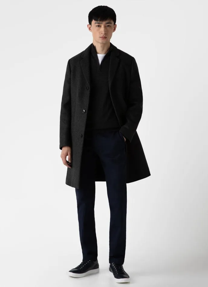 SUNSPEL Knitwear ExtraFine Merino Zip Neck Charcoal Melange 8211 Men