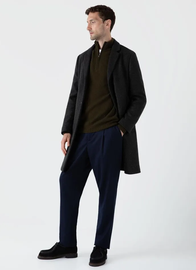 SUNSPEL Knitwear Lambswool Half Zip Jumper Dark Olive 8211 Men