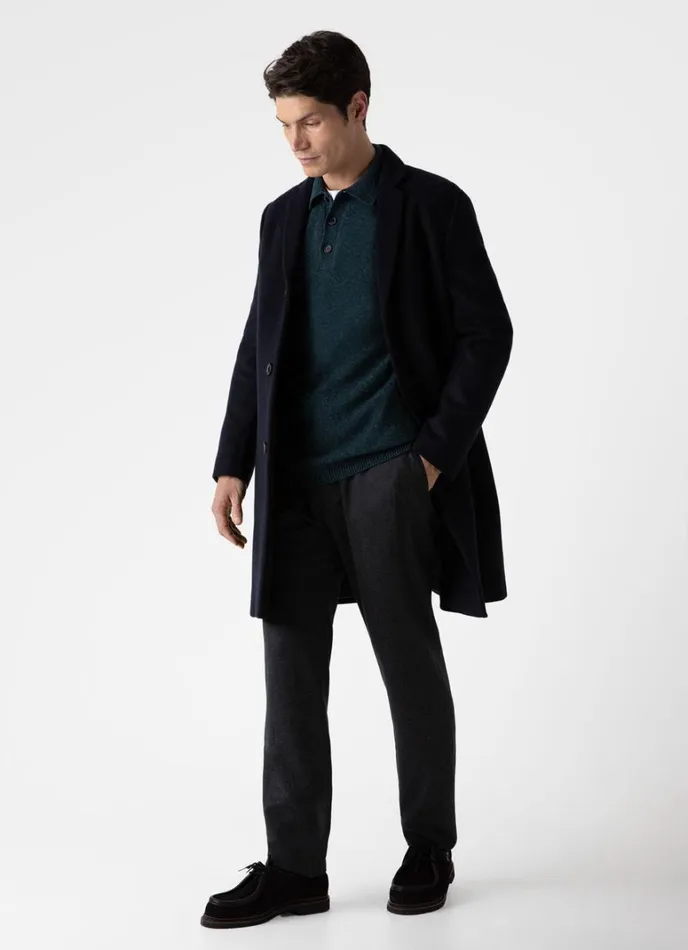 SUNSPEL Knitwear Lambswool Polo Shirt Peacock 8211 Men