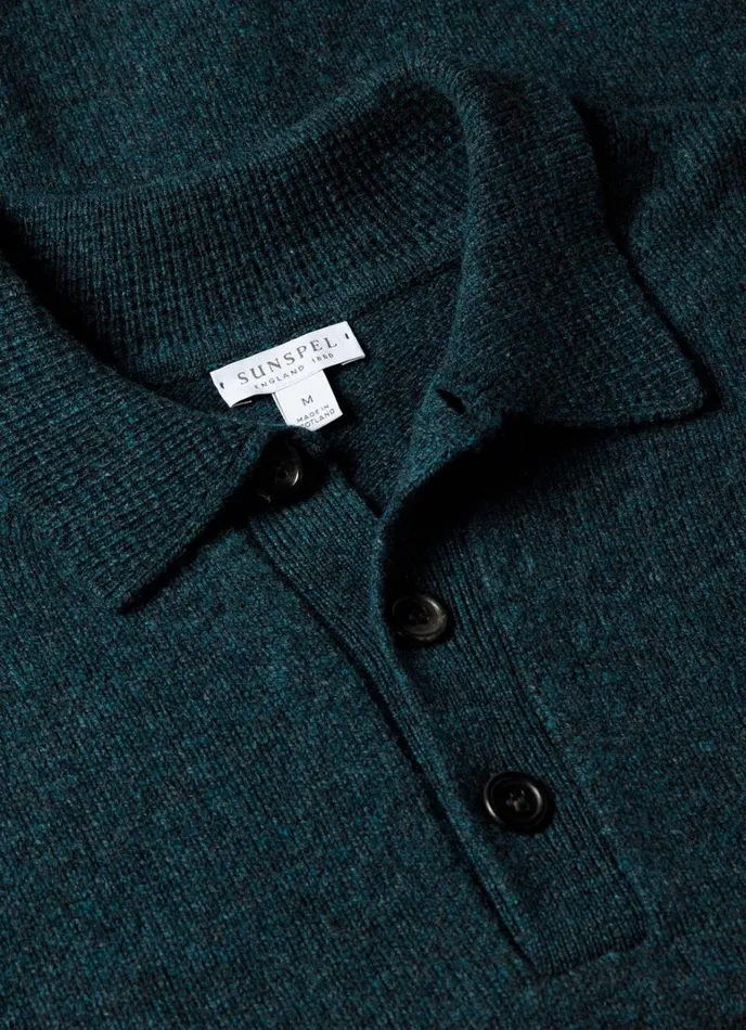 SUNSPEL Knitwear Lambswool Polo Shirt Peacock 8211 Men