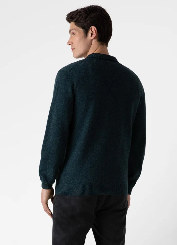 SUNSPEL Knitwear Lambswool Polo Shirt Peacock 8211 Men