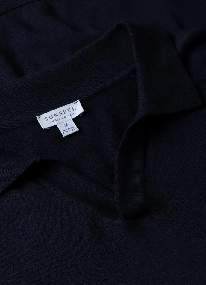 SUNSPEL Knitwear Sea Island Cashmere Polo Shirt Navy 8211 Men