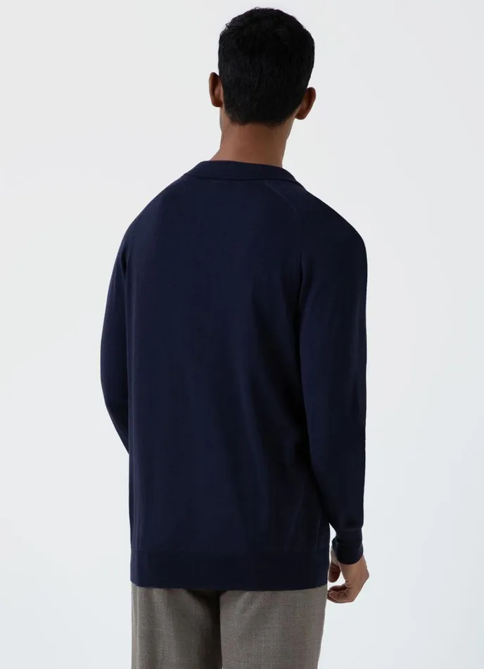 SUNSPEL Knitwear Sea Island Cashmere Polo Shirt Navy 8211 Men