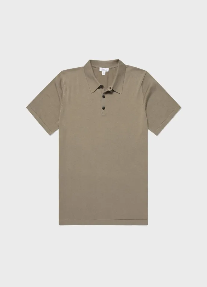 SUNSPEL Knitwear Sea Island Cotton Polo Shirt Dark Stone 8211 Men