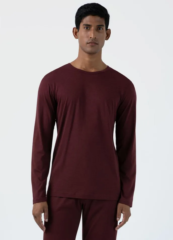 SUNSPEL Loungewear and Sleepwear Long Sleeve Cotton Modal Lounge Tshirt Maroon 8211 Men