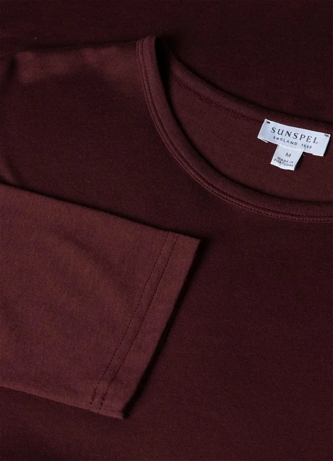 SUNSPEL Loungewear and Sleepwear Long Sleeve Cotton Modal Lounge Tshirt Maroon 8211 Men