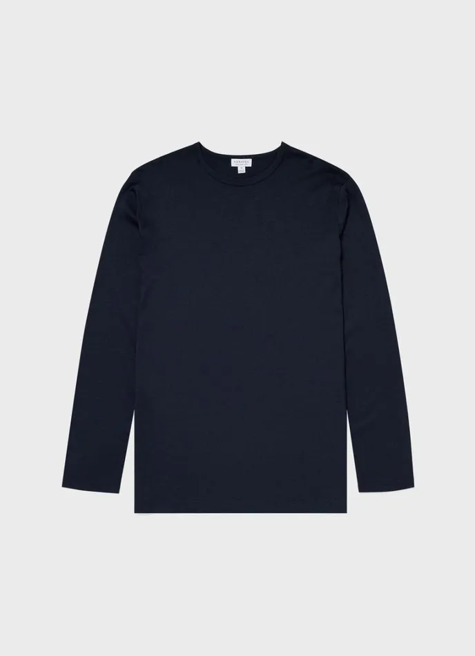 SUNSPEL Loungewear and Sleepwear Long Sleeve Cotton Modal Lounge Tshirt Navy 8211 Men