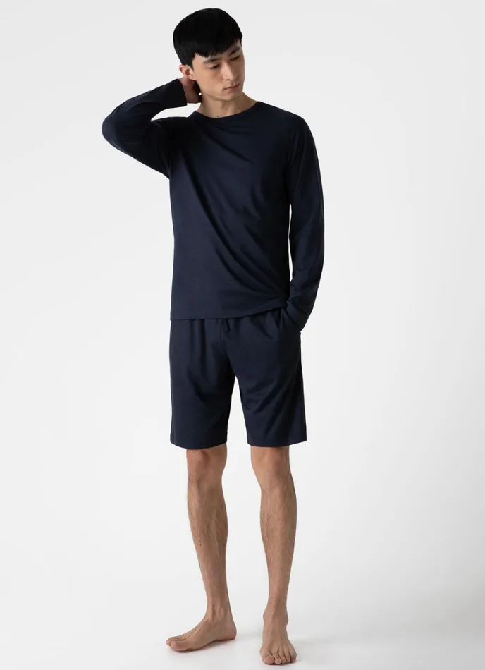 SUNSPEL Loungewear and Sleepwear Long Sleeve Cotton Modal Lounge Tshirt Navy 8211 Men